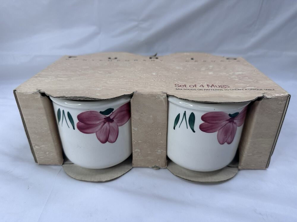 Furio Jewflora Handpainted Coffee Tea Cup Mug Set Of 4 Floral Cottagecore